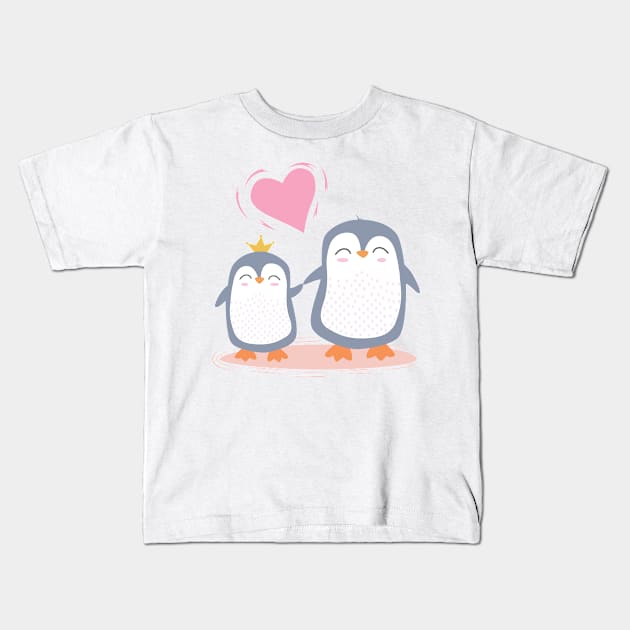 cute penguins in love Kids T-Shirt by sj_arts